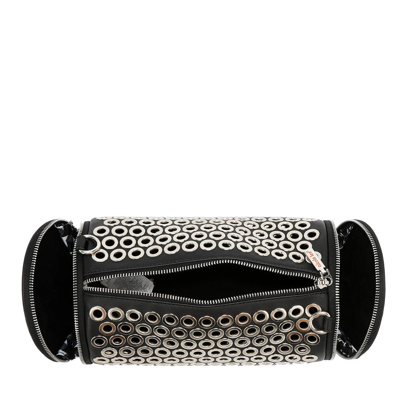 BOLSA DE BARRIL CON BORDE DE OJALES (PLATA)