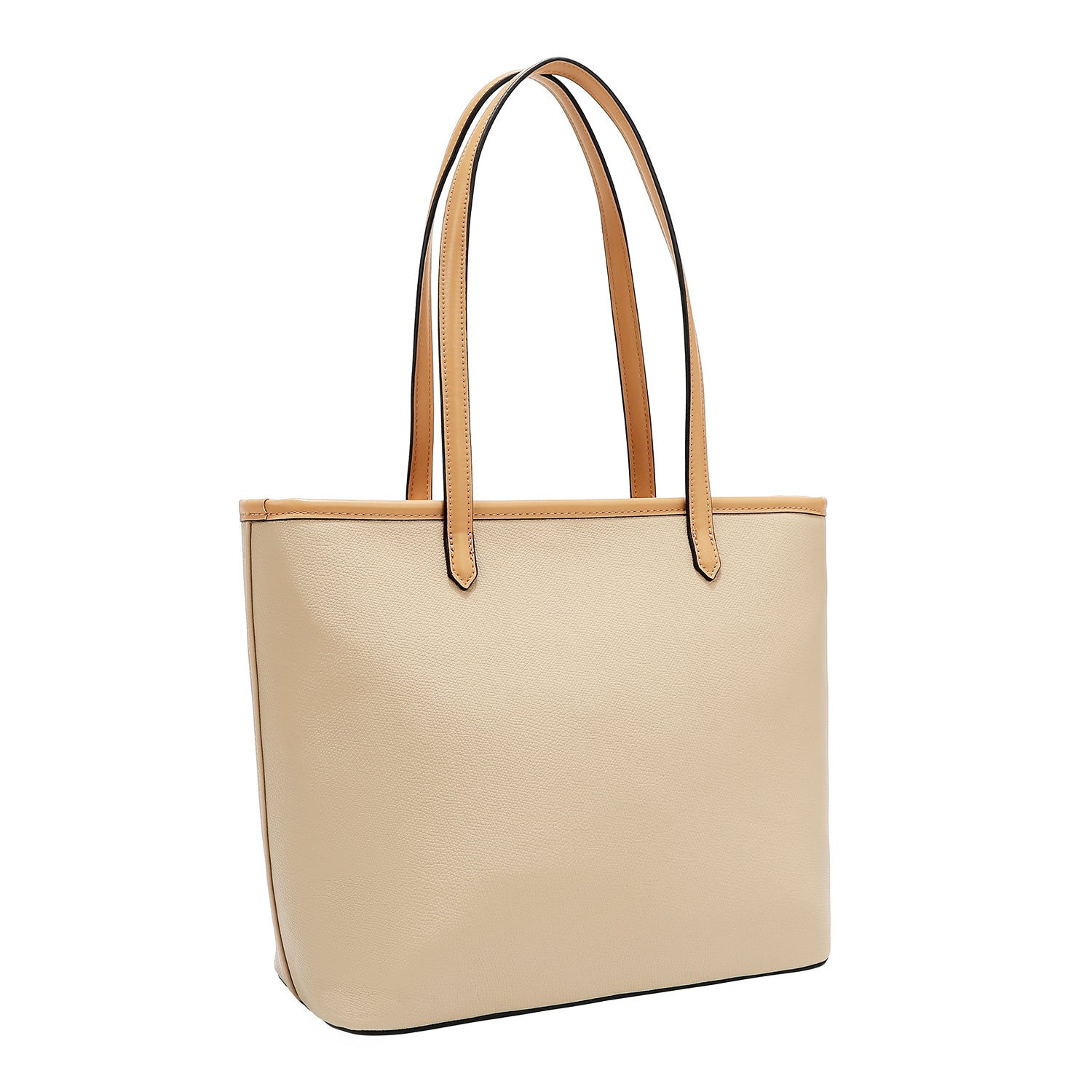 BOLSO SHOPPER CON BOLSILLO Y BLOQUES DE COLOR (TAUPE)