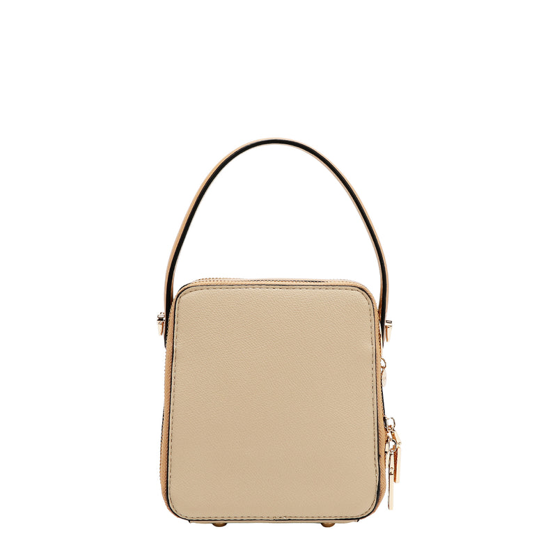 BANDOLERA CON BOLSILLO Y BLOQUES DE COLOR (TAUPE)