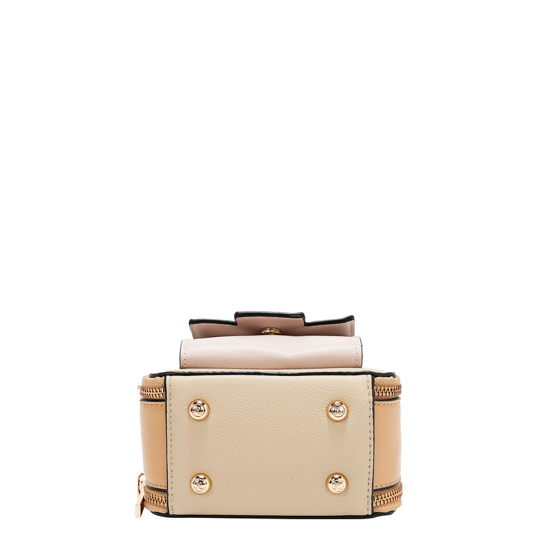 BANDOLERA CON BOLSILLO Y BLOQUES DE COLOR (TAUPE)