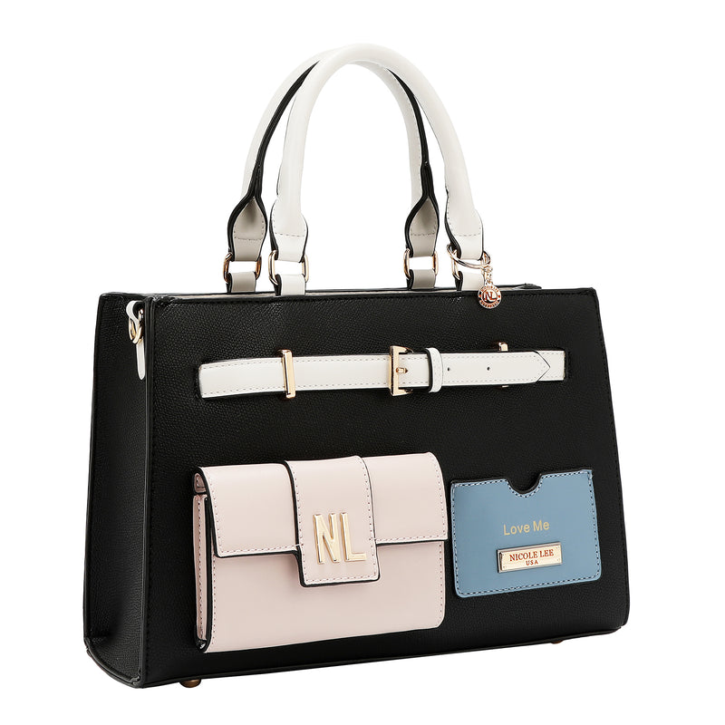 BOLSO DE BOLSILLO CON BLOQUES DE COLOR (NEGRO)