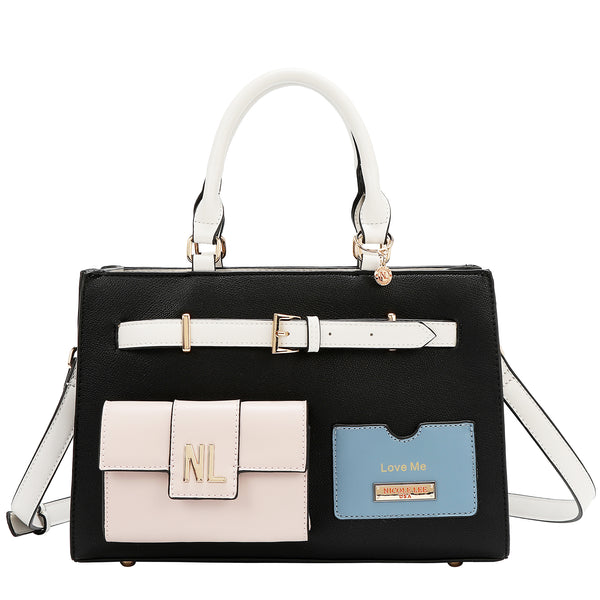 BOLSO DE BOLSILLO CON BLOQUES DE COLOR (NEGRO)
