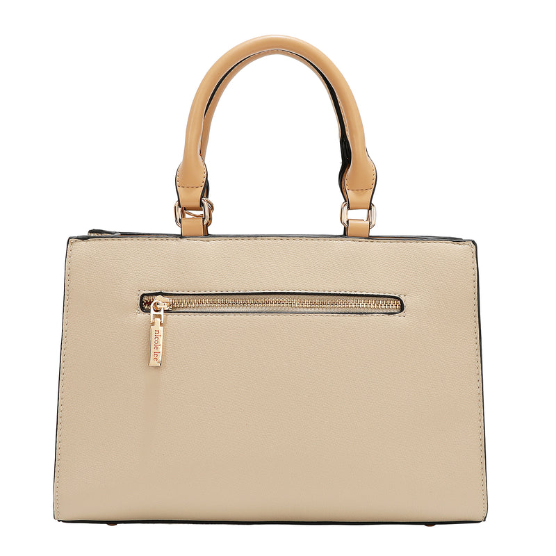BOLSO DE BOLSILLO CON BLOQUES DE COLOR (TAUPE)
