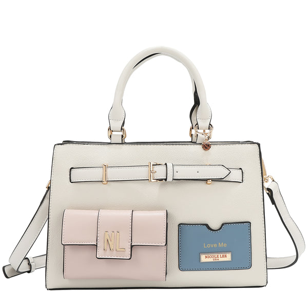 BOLSO DE BOLSILLO CON BLOQUES DE COLOR (BLANCO)