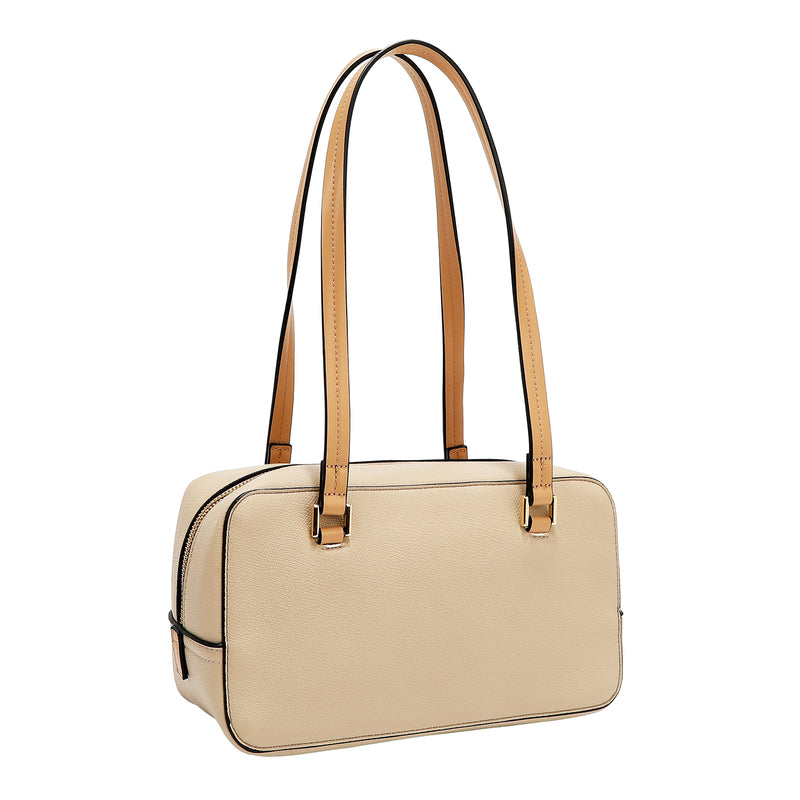 BOLSO DE HOMBRO CON BOLSILLO Y BLOQUES DE COLOR (TAUPE)