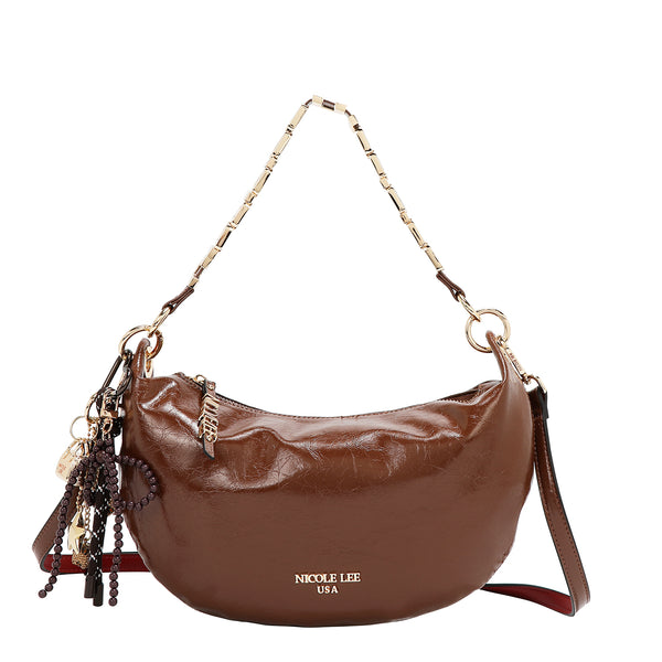 BOLSO DE HOMBRO BRILLANTE LUXE (MARRON)