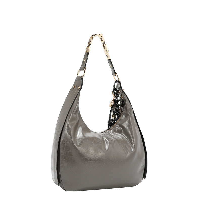 BOLSO HOBO LUXE CON BRILLO (GRIS)