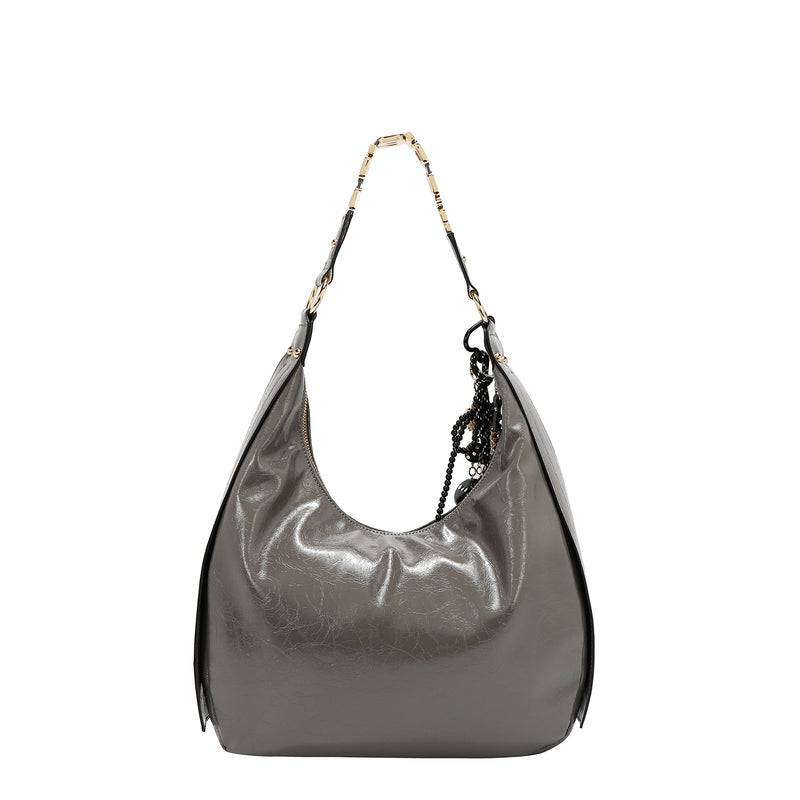 BOLSO HOBO LUXE CON BRILLO (GRIS)