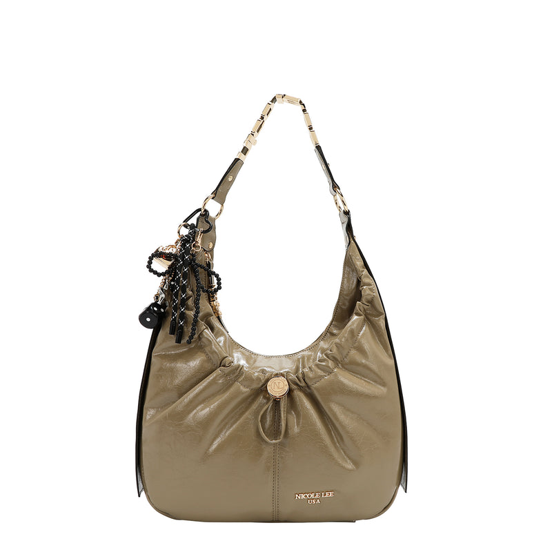 BOLSO HOBO LUXE CON BRILLO (OLIVA)
