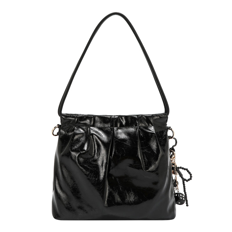BOLSA DE HOMBRO CUADRADA DE LUJO SHIMMER (NEGRO)