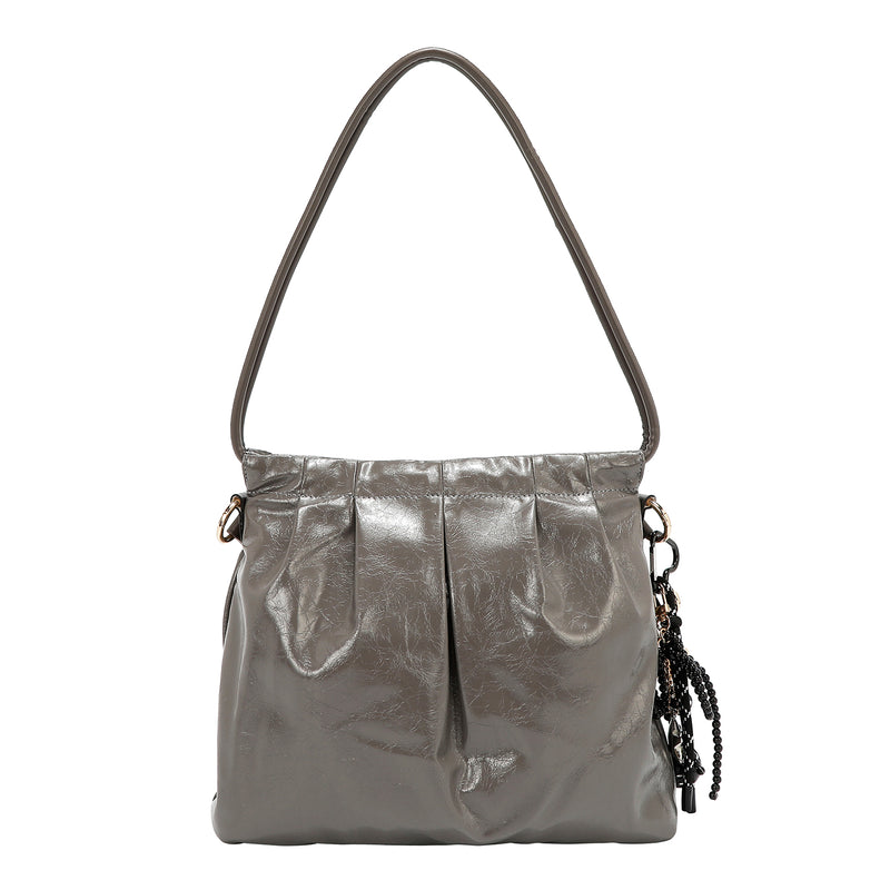 BOLSA DE HOMBRO CUADRADA DE LUJO SHIMMER (GRIS)