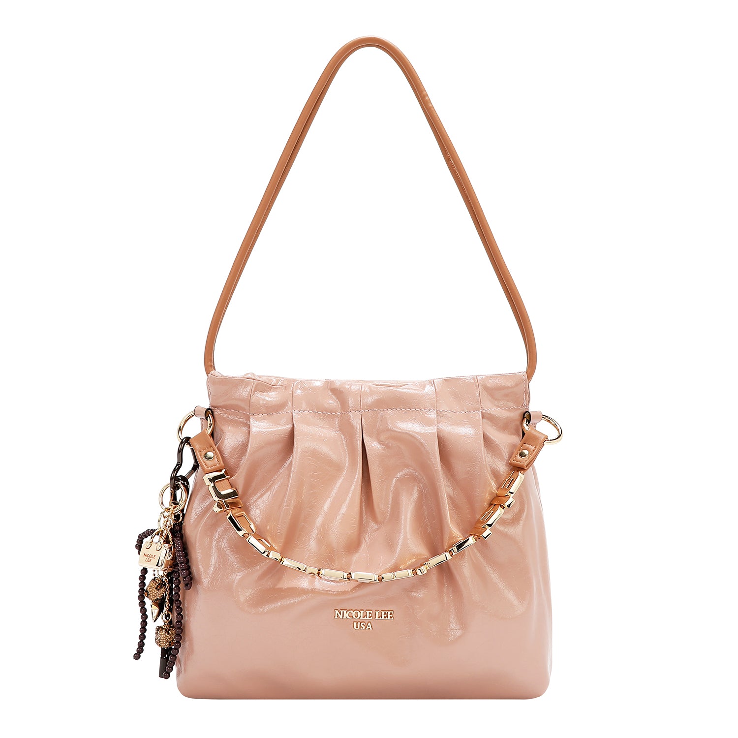 BOLSA DE HOMBRO CUADRADA DE LUJO SHIMMER (ROSA)
