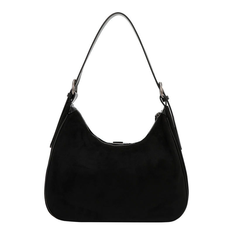 SHOULDER BAG WITH FLORAL DESIGN (BLACK)