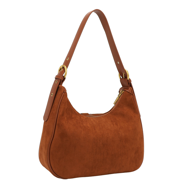 SHOULDER BAG WITH FLORAL DESIGN (BROWN)