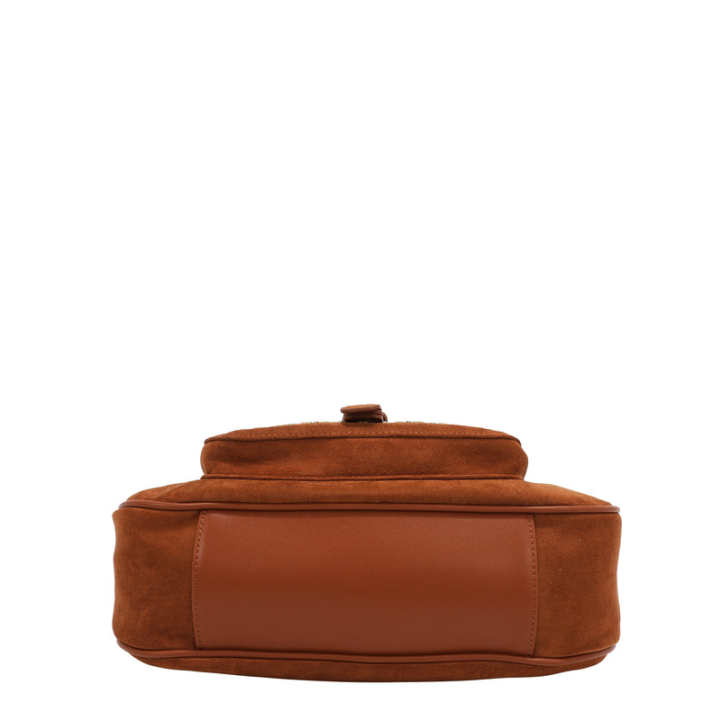 SHOULDER BAG WITH FLORAL DESIGN (BROWN)