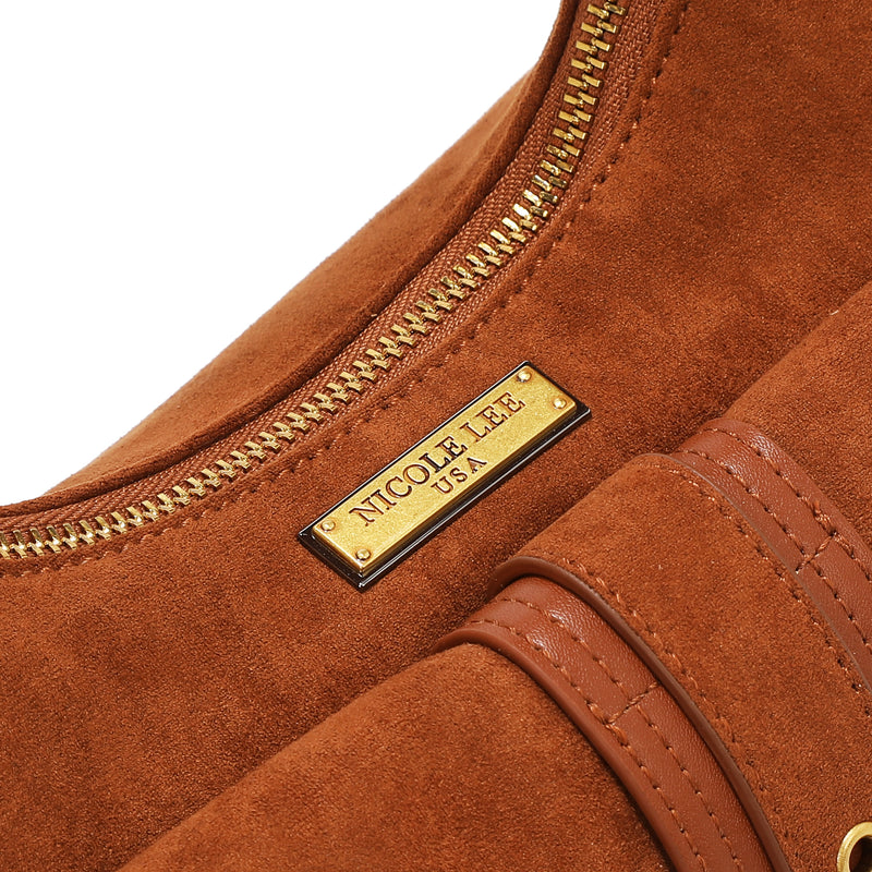 SHOULDER BAG WITH FLORAL DESIGN (BROWN)