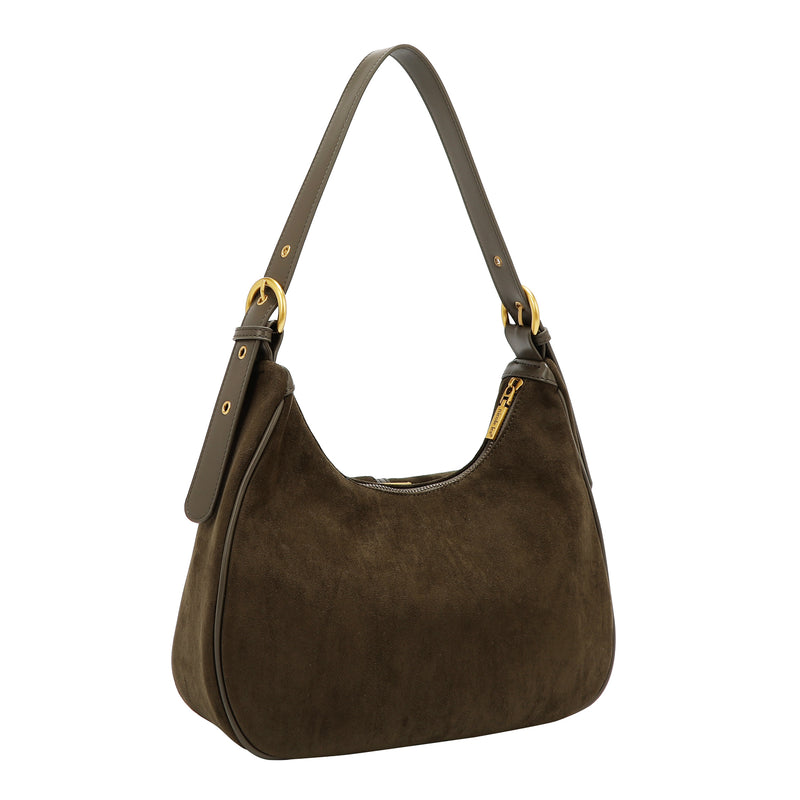 SHOULDER BAG WITH FLORAL DESIGN (OLIVE)