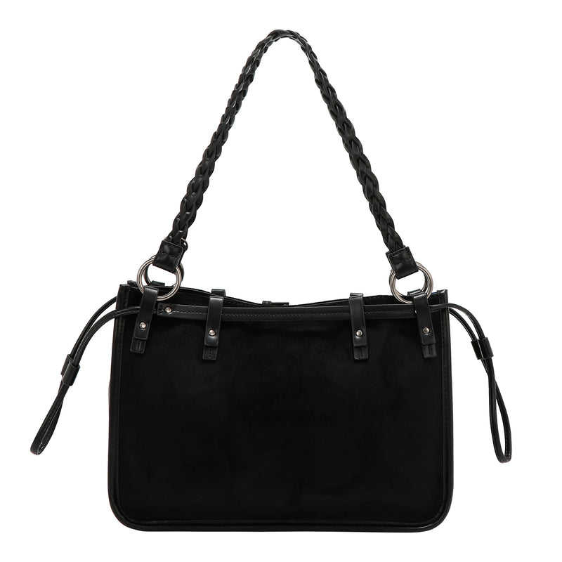 HANDBAG WITH FLORAL DESIGN (BLACK)