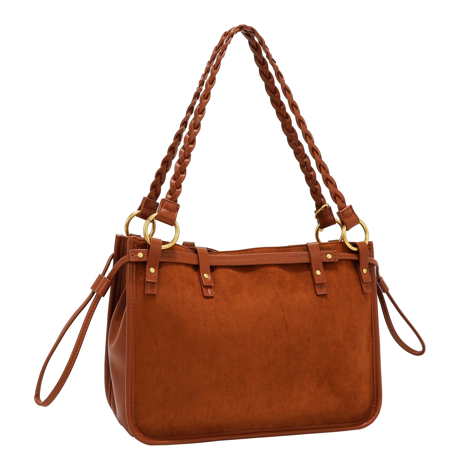 HANDBAG WITH FLORAL DESIGN (BROWN)