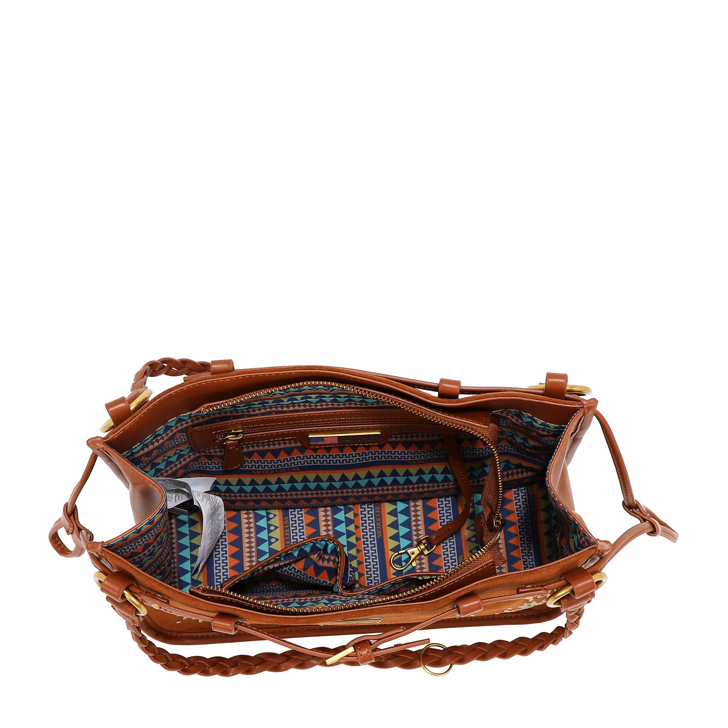 HANDBAG WITH FLORAL DESIGN (BROWN)