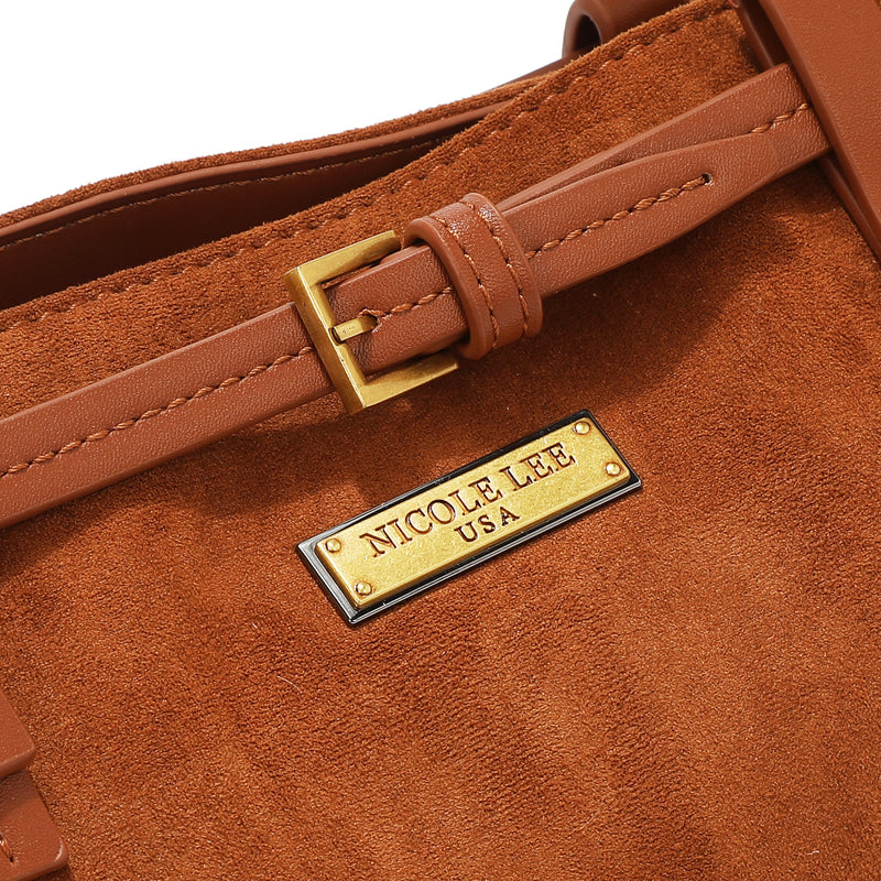 HANDBAG WITH FLORAL DESIGN (BROWN)