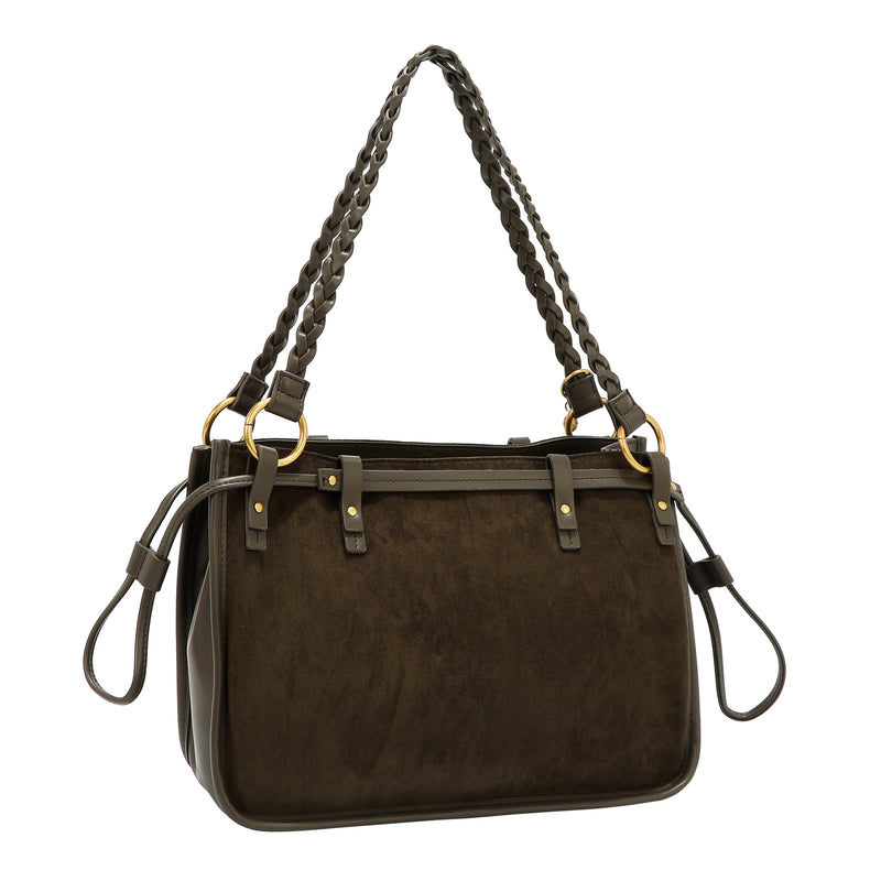 HANDBAG WITH FLORAL DESIGN (OLIVE)