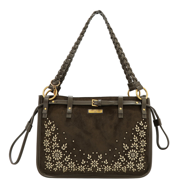 HANDBAG WITH FLORAL DESIGN (OLIVE)