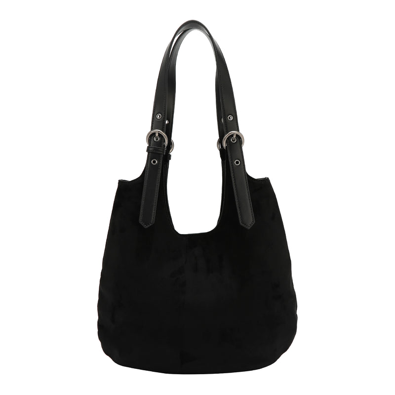 BOLSO HOBO CON DISEÑO FLORAL (NEGRO)