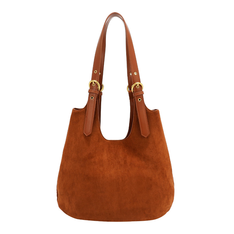 BOLSO HOBO CON DISEÑO FLORAL (MARRON)