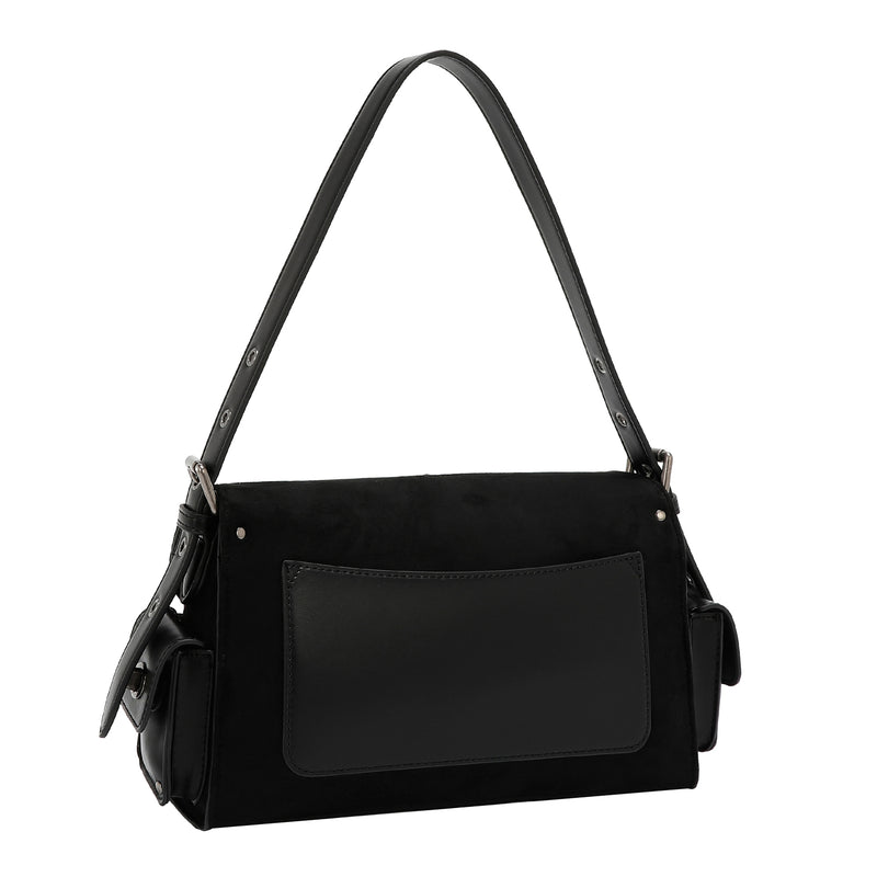 BOLSO DE MANO CON DISEÑO FLORAL (NEGRO)