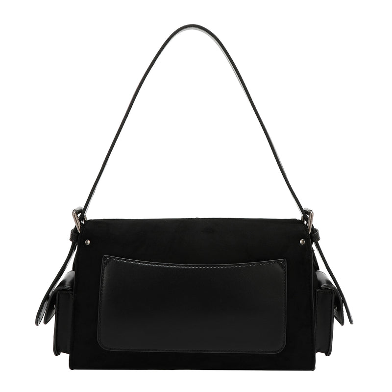 BOLSO DE MANO CON DISEÑO FLORAL (NEGRO)