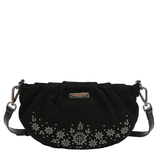 BANDOLERA CON DISEÑO FLORAL (NEGRO)