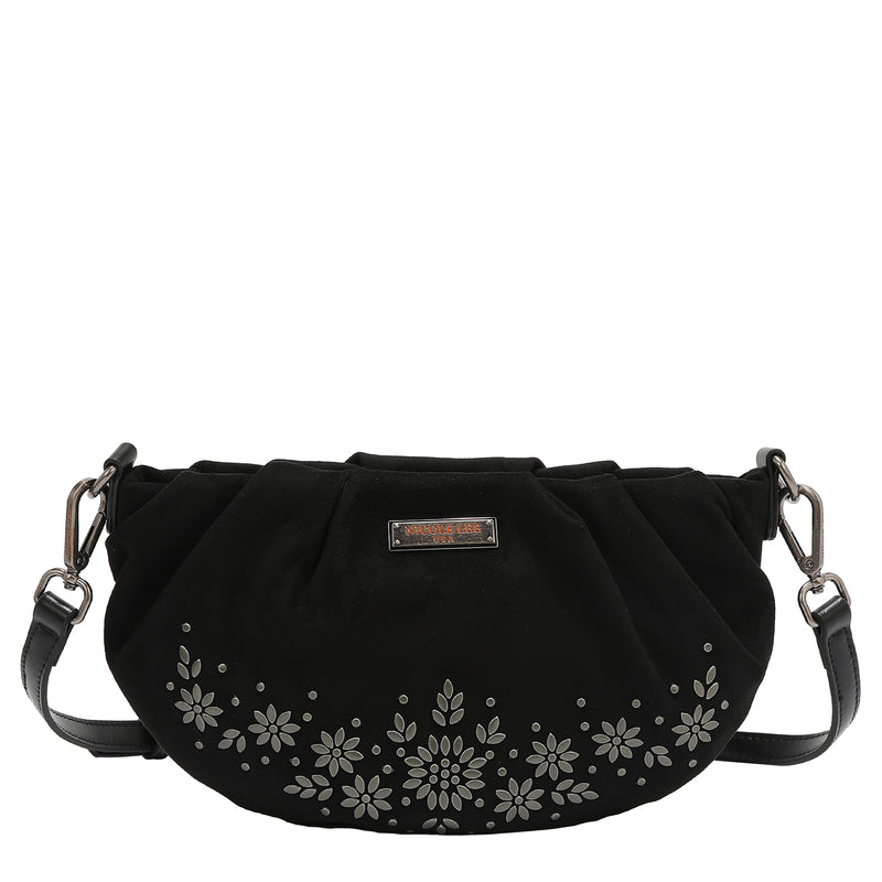 BANDOLERA CON DISEÑO FLORAL (NEGRO)