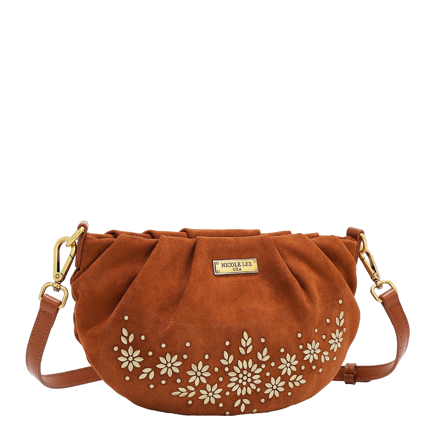 BANDOLERA CON DISEÑO FLORAL (MARRON)