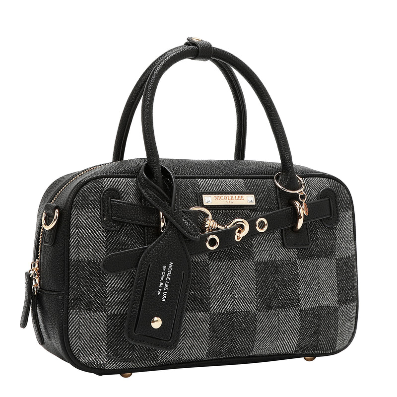 BOLSO BOSTON CHIC CON CUADROS (NEGRO)