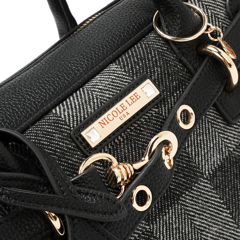 BOLSO BOSTON CHIC CON CUADROS (NEGRO)