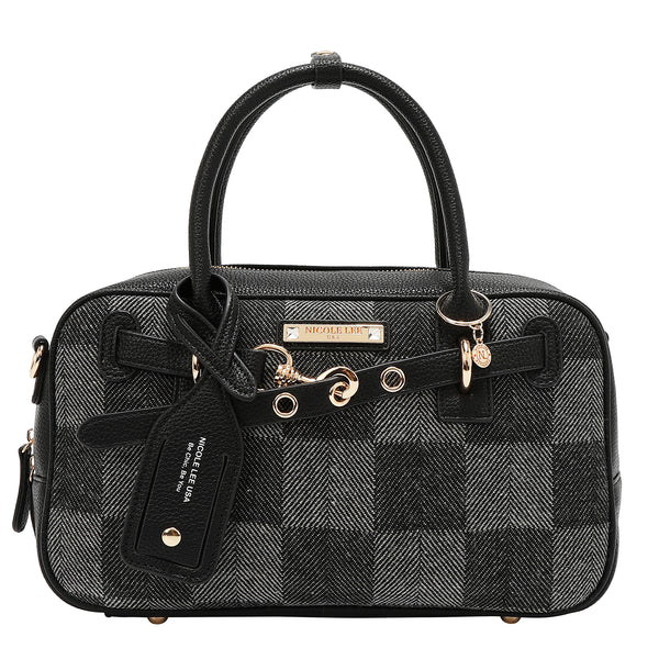 BOLSO BOSTON CHIC CON CUADROS (NEGRO)