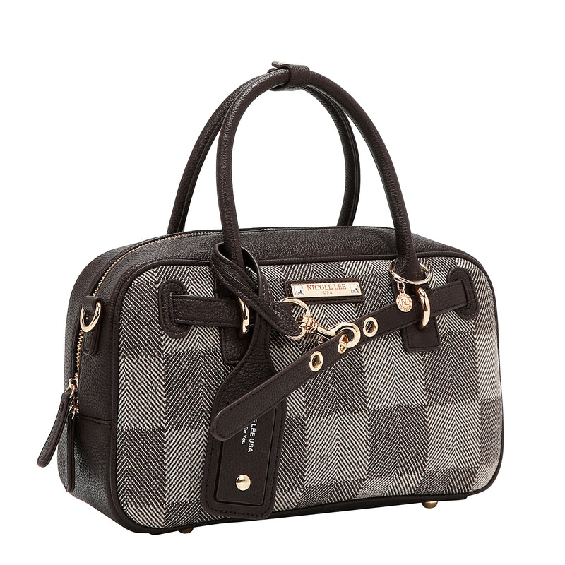 BOLSO BOSTON CHIC CON CUADROS (MARRON)