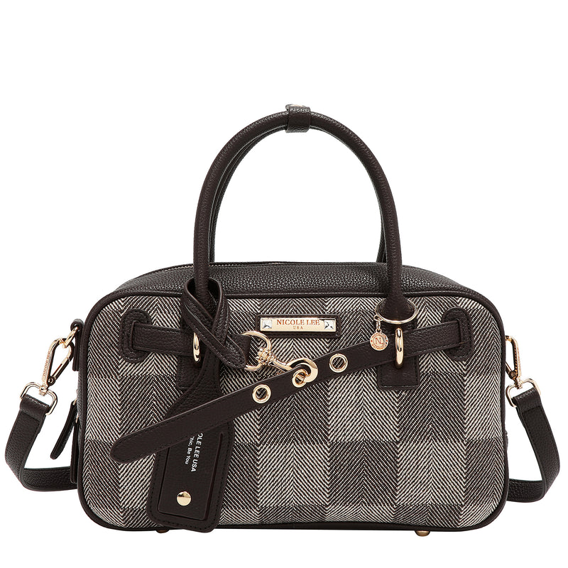 BOLSO BOSTON CHIC CON CUADROS (MARRON)