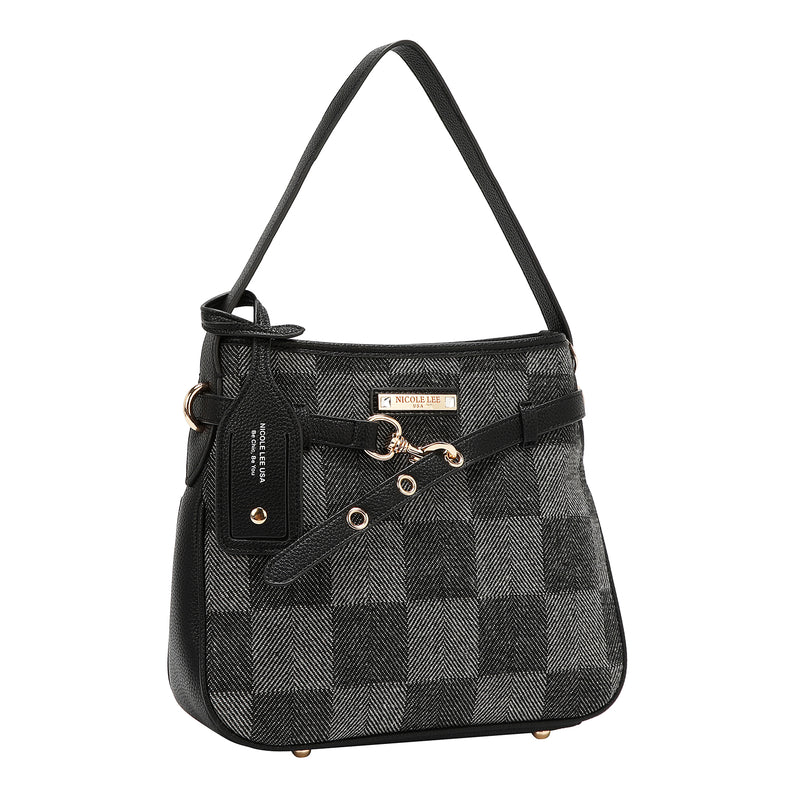 BOLSO HOBO CHIC CON CUADROS (NEGRO)