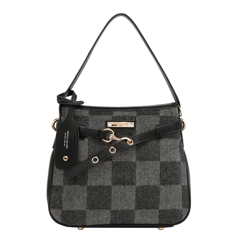 BOLSO HOBO CHIC CON CUADROS (NEGRO)