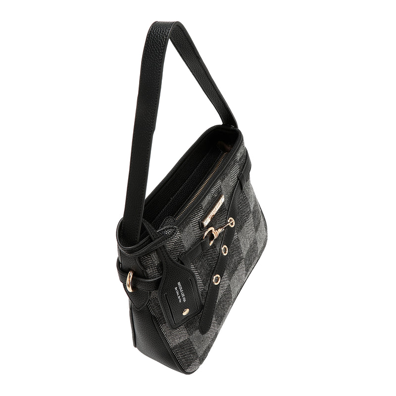 BOLSO HOBO CHIC CON CUADROS (NEGRO)