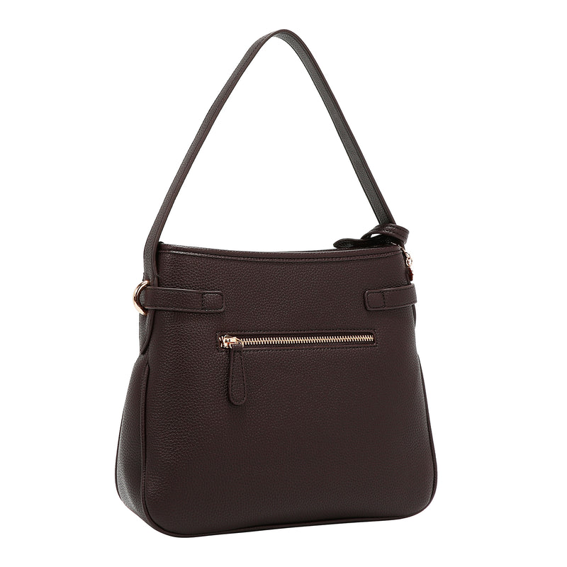 BOLSO HOBO CHIC CON CUADROS (MARRON)