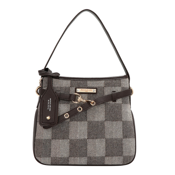 BOLSO HOBO CHIC CON CUADROS (MARRON)