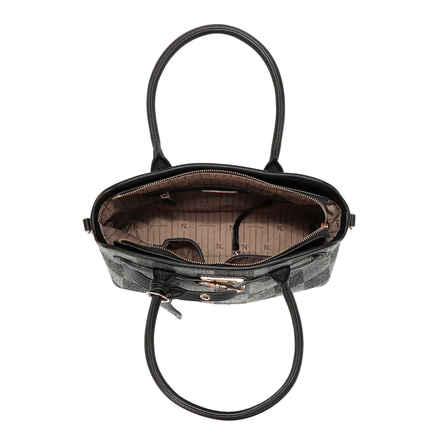 BOLSO TOTE CHIC CON CUADROS (MARRON CLARO)