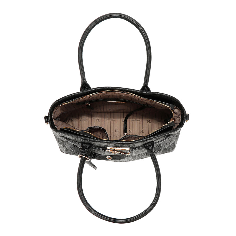 BOLSO TOTE CHIC CON CUADROS (MARRON)