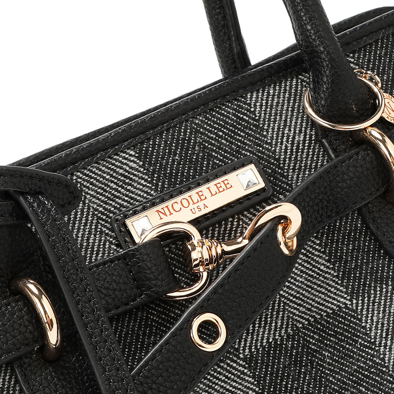 BOLSO TOTE CHIC CON CUADROS (NEGRO)