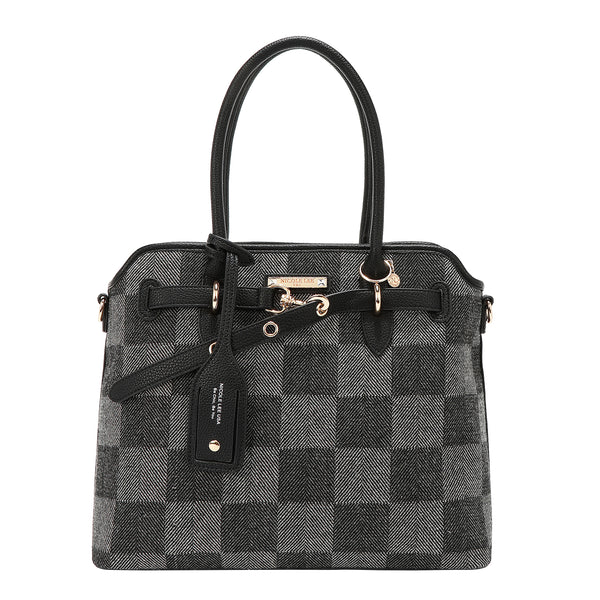 BOLSO TOTE CHIC CON CUADROS (NEGRO)