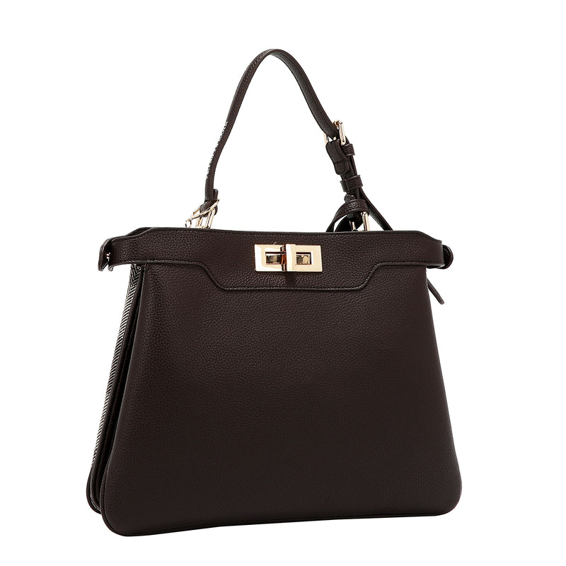 BOLSO DE MANO CHIC CON CUADROS (MARRON)
