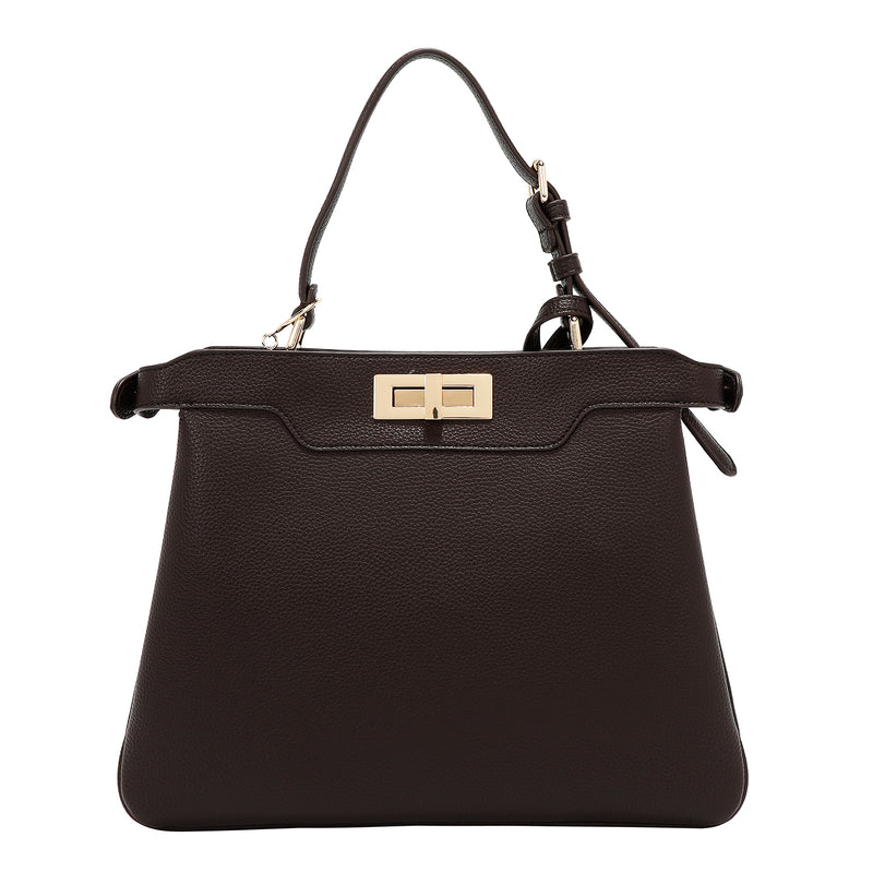 BOLSO DE MANO CHIC CON CUADROS (MARRON)